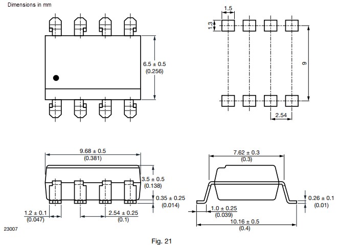 機械図面 - Vishay VOH260A高速オプトカプラ